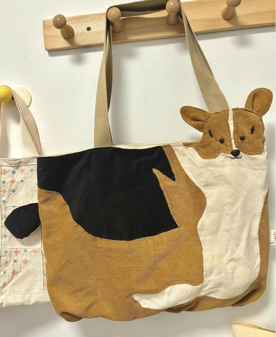 Custom Patchwork Dog Portrait Tote Bag