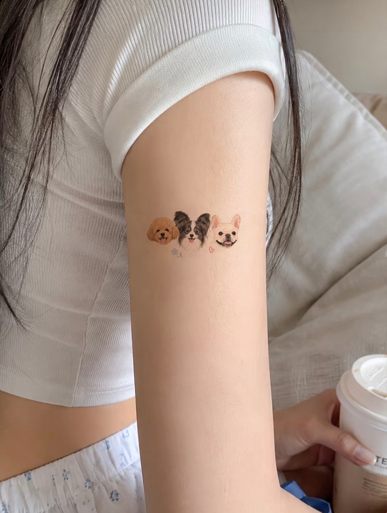 Custom Pet Portrait Temporary Tattoo | Personalized Cat Dog Photo Gift | Hand-Drawn Style Fur Baby Memorial