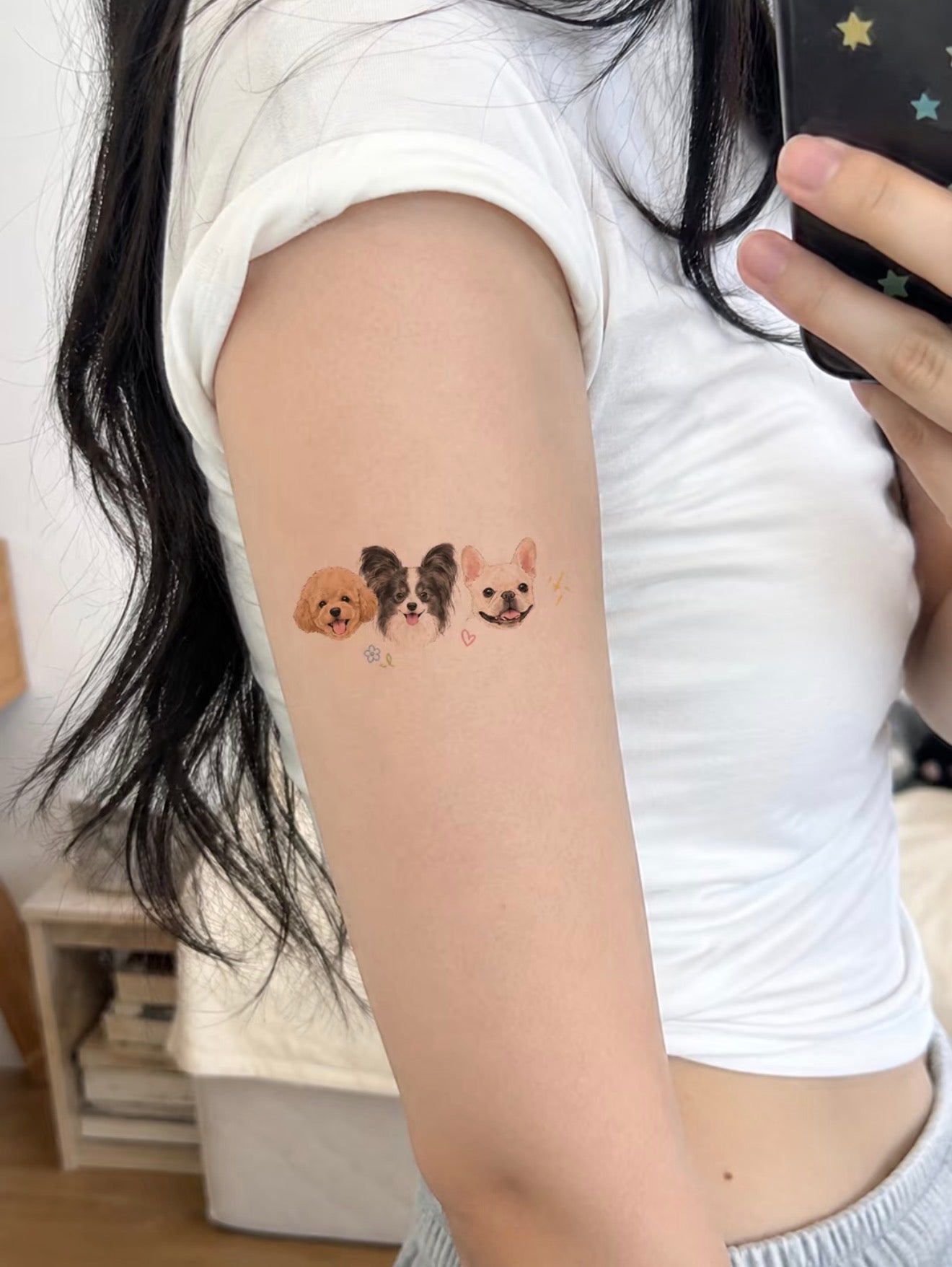 Custom Pet Portrait Temporary Tattoo | Personalized Cat Dog Photo Gift | Hand-Drawn Style Fur Baby Memorial