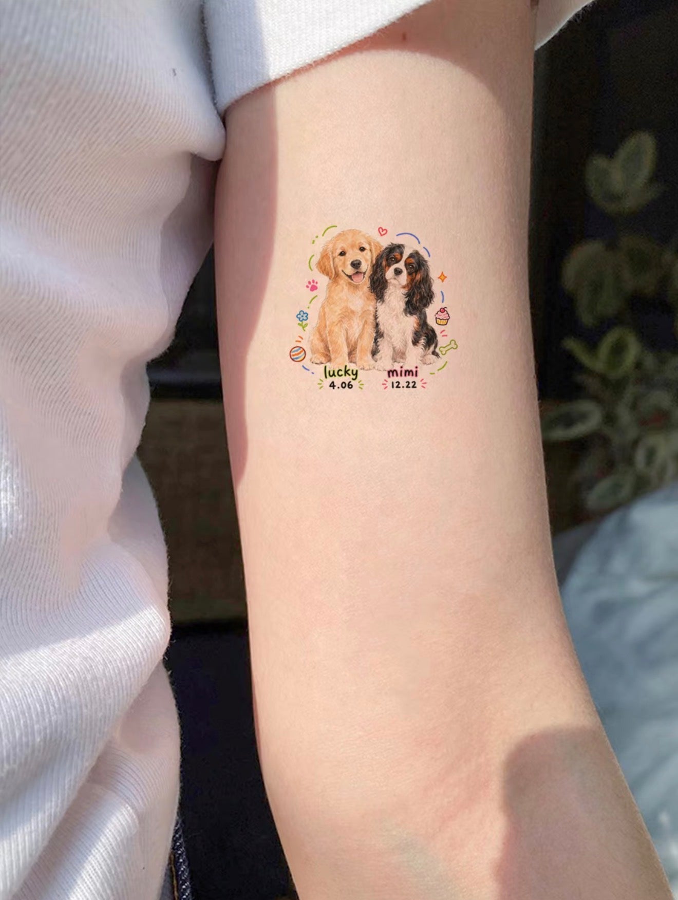 Custom Pet Portrait Temporary Tattoo | Personalized Cat Dog Photo Gift | Hand-Drawn Style Fur Baby Memorial