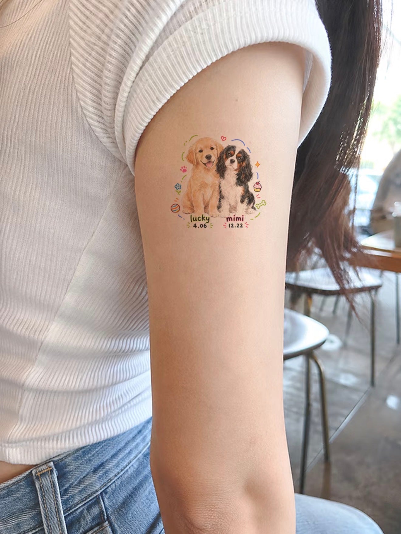 Custom Pet Portrait Temporary Tattoo | Personalized Cat Dog Photo Gift | Hand-Drawn Style Fur Baby Memorial