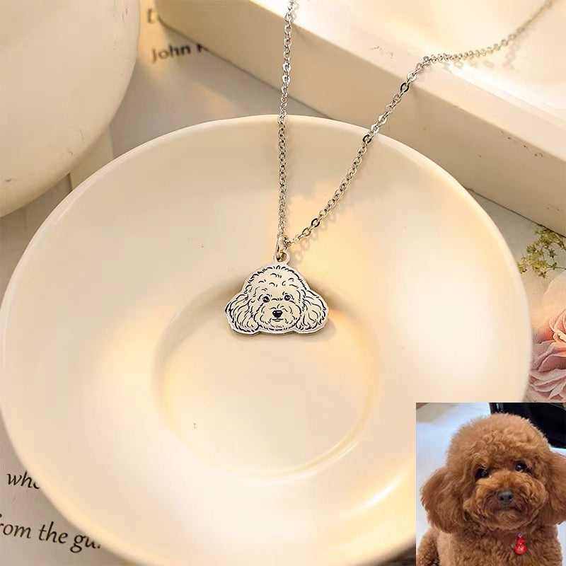 Custom Pet Portrait Necklace | Sterling Silver, 18K Gold Plated | Your Cat or Dog, Hand-Illustrated