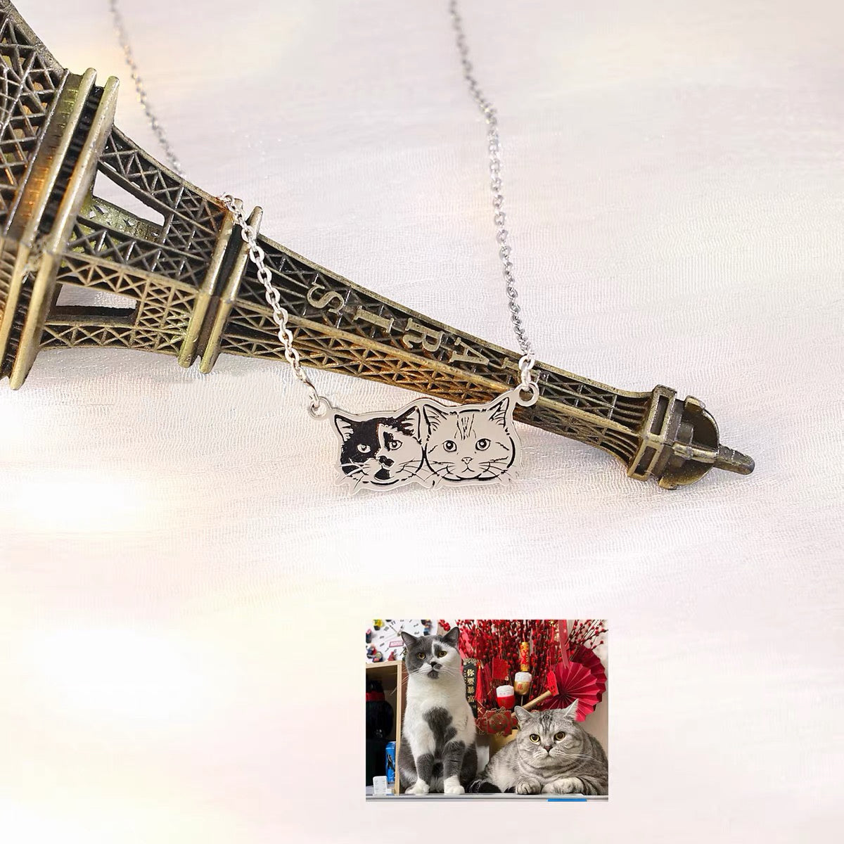 Custom Pet Portrait Necklace | Sterling Silver, 18K Gold Plated | Your Cat or Dog, Hand-Illustrated