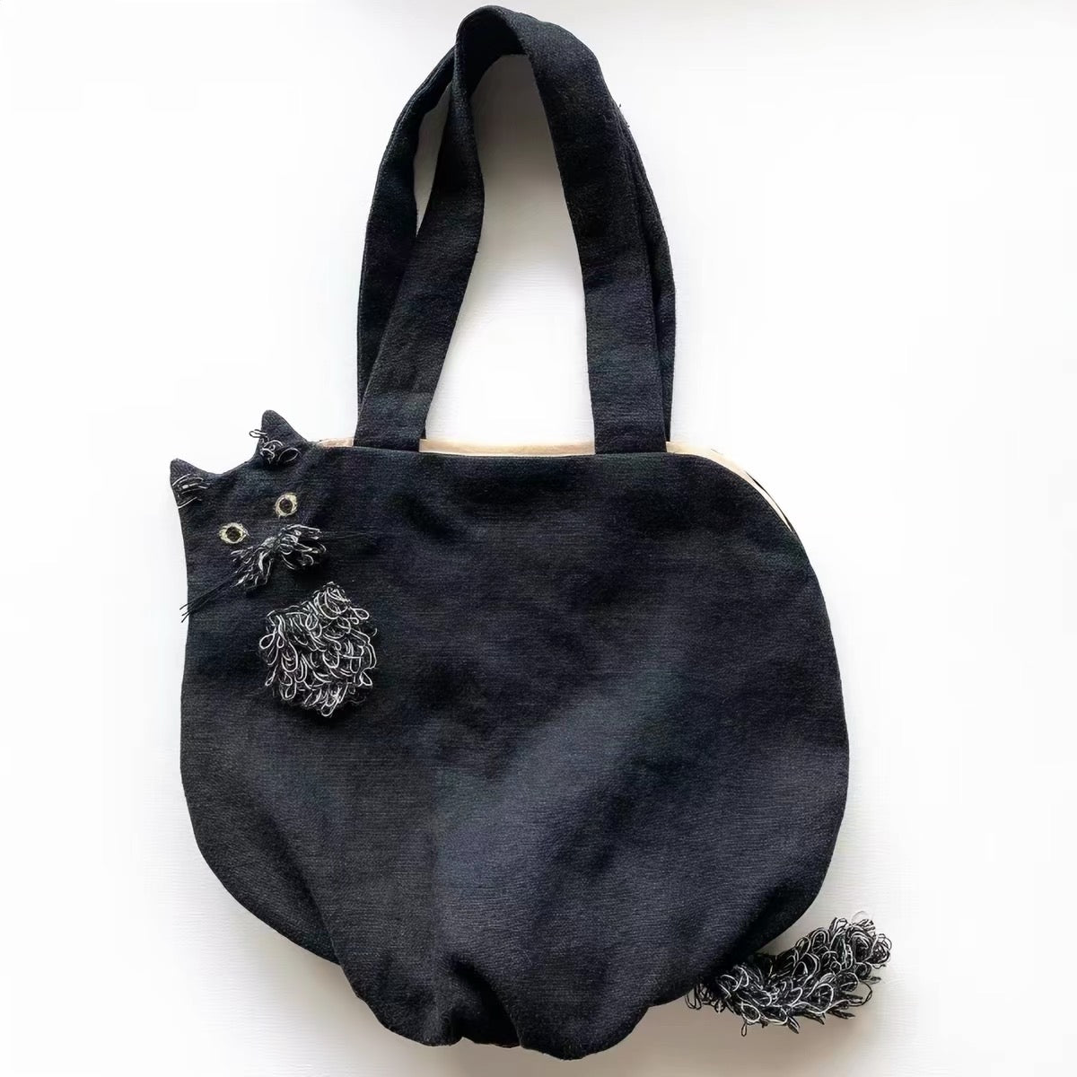 Custom Pet Portrait Tote Bag, Handmade Canvas Bag with Optional Embroidered Name