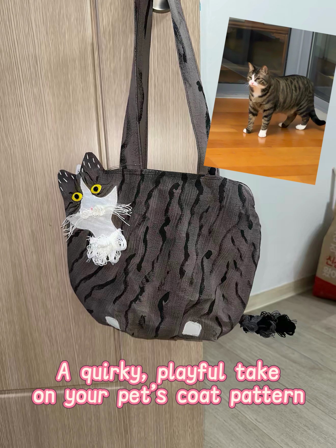 Custom Pet Portrait Canvas Tote Bag