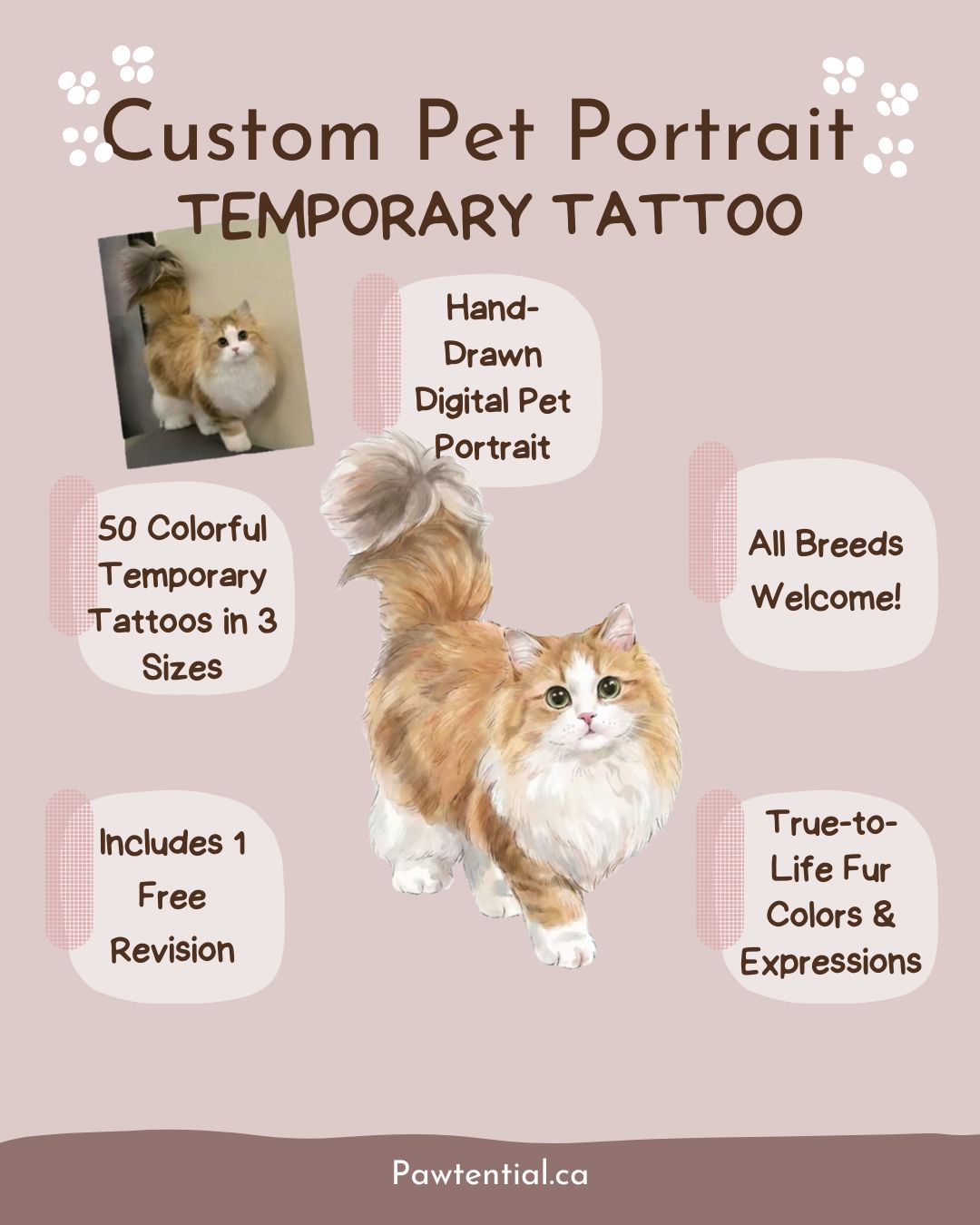 Custom Pet Portrait Temporary Tattoo